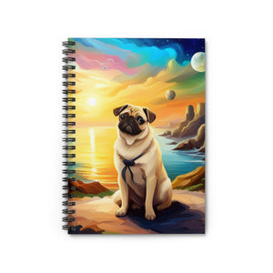 Spiral Notebook - Ruled Line Pug at the French Riviera