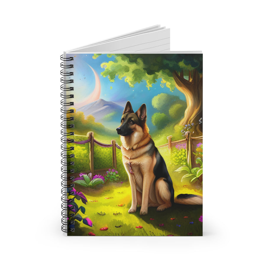 Spiral Notebook - Ruled Line-  German Shepherd Guarding the Vegetable Garden