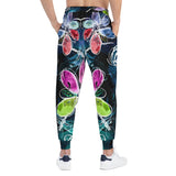 Athletic Joggers Watercolor Flowers At Midnight