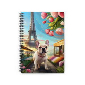 Spiral Notebook - Ruled Line a French Bulldog enjoying Paris in the Spring