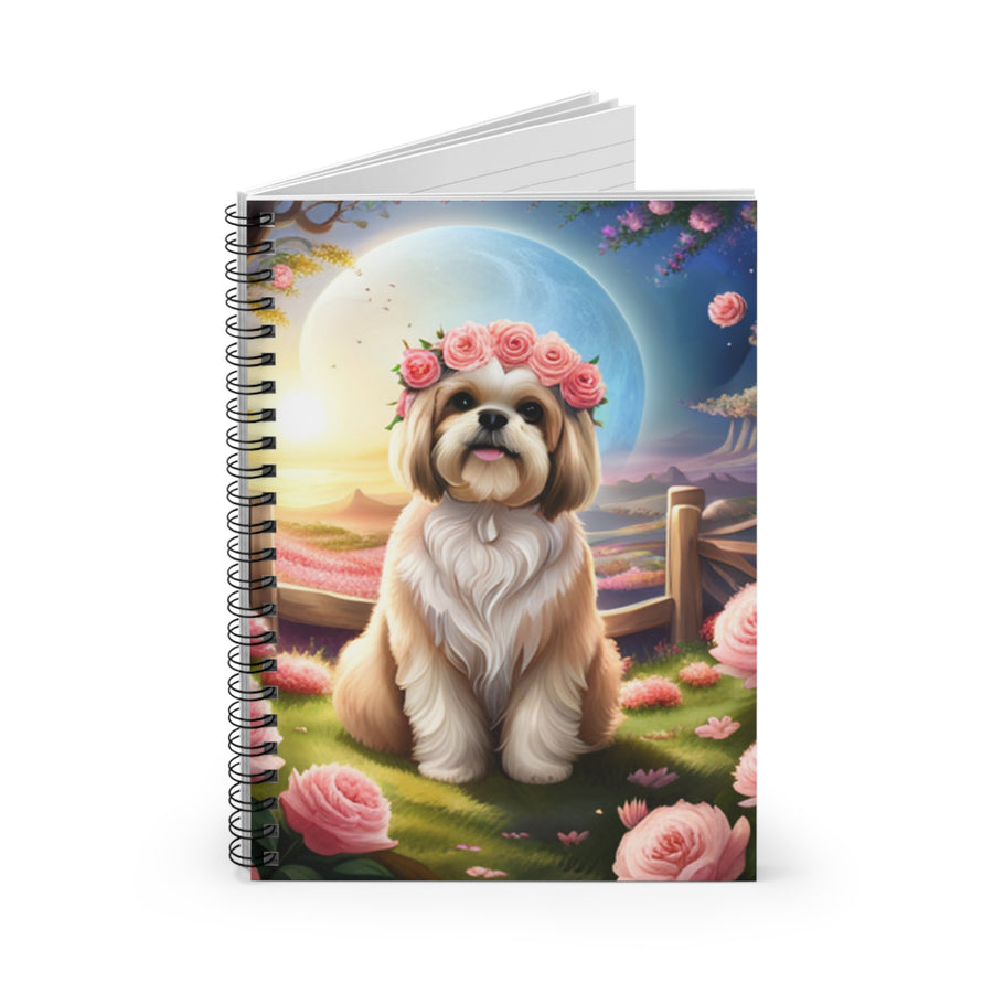 Spiral Notebook - Ruled Line a Shih Tzu Smelling the Roses