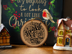Sparkle All The Way - Wood Slice - Ceramic Round Ornament