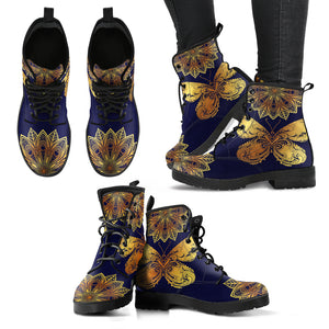 Butterfly- Glowing Butterfly Mandala Women's Vegan Friendly Leather Boots