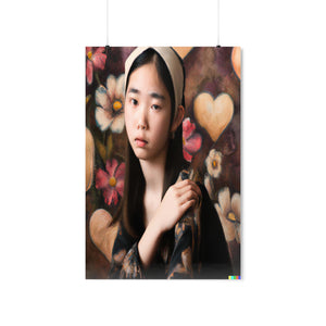 Hearts and Flowers Premium Matte Vertical Poster Vermeer Style