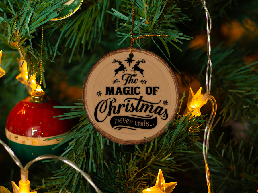 The Magic of Christmas - Wood Slice - Ceramic Round Ornament