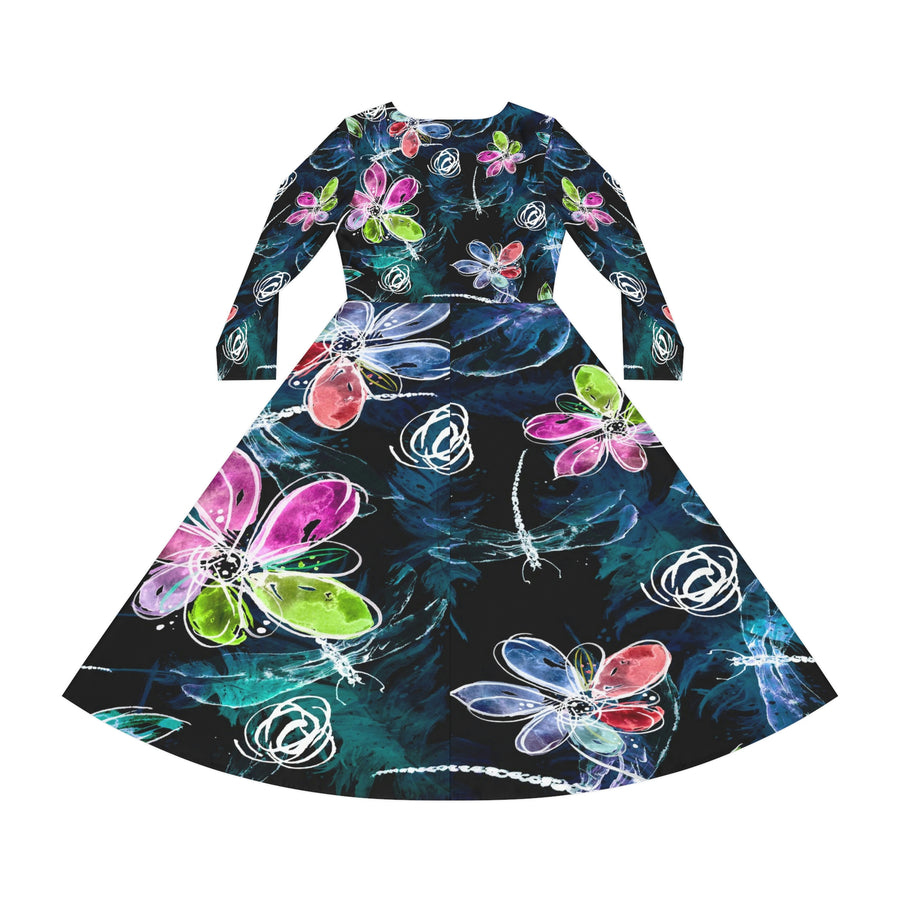 Women's Long Sleeve Dance Dress Folk Flowers Custom Design