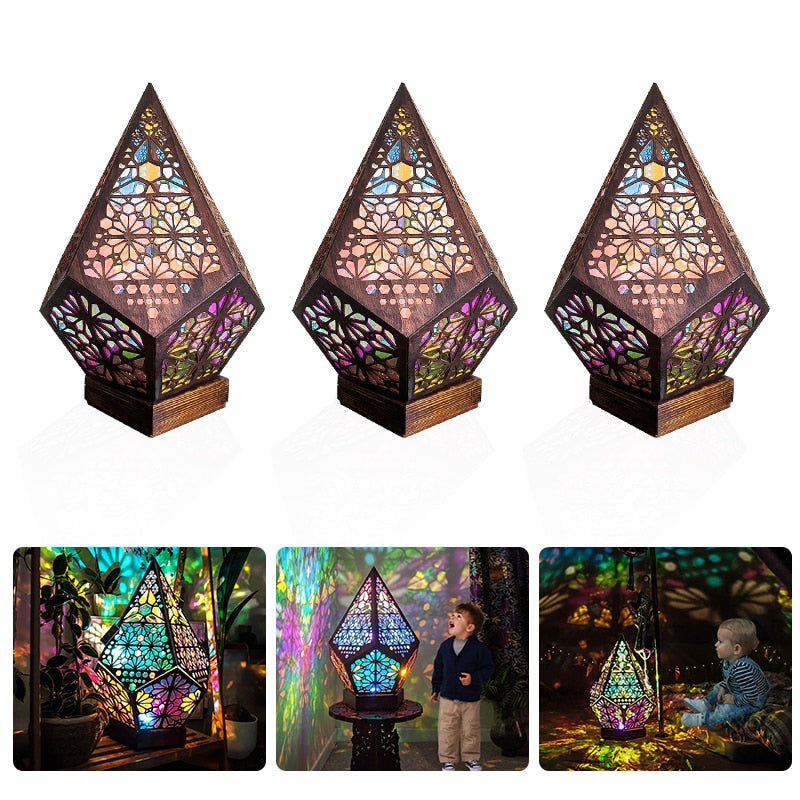 NEW Wooden LED Projection Night Lamp