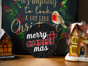 Merry Christ-Mas - Ceramic Round Ornament
