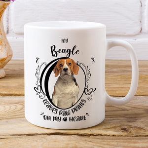 Beagle- My Beagle Leaves Paw Prints On My Heart White Coffee Mug