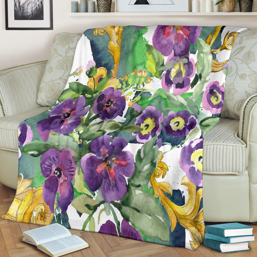 Watercolor Floral Blanket