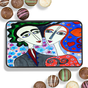 Beautiful Art Couple Artisan Chocolate Truffles, Valentine Day Gift, Keepsake Tin
